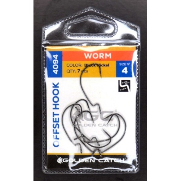 Рибальські гачки, GC Offset Worm 4094, 7шт/уп, колір BN, №4